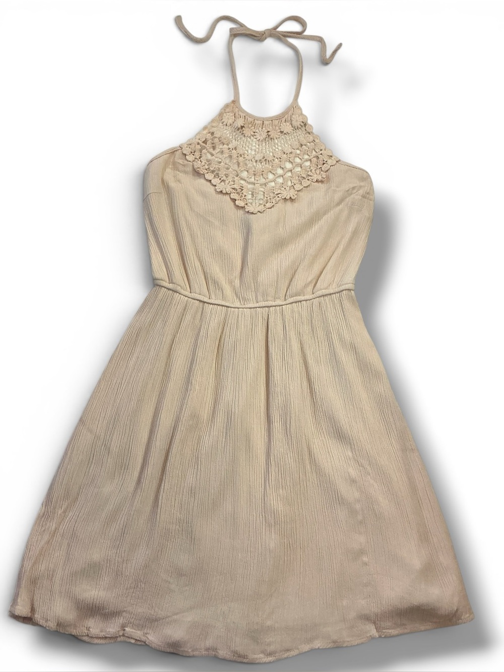 Gauzy Crochet Halter Neck Knee length Dress size medium EPOC